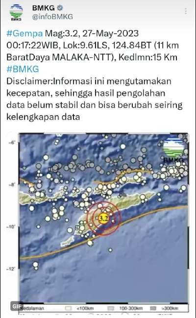 Gempa dengan Kekuatan M3,2 Guncang Malaka NTT 2 Gempa NTT