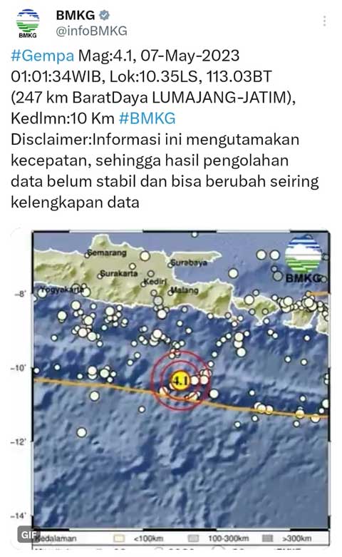 Gempa dengan Kekuatan Magnitudo 4,1 Guncang Wilayah Lumajang, Jawa Timur 2 gempa lumajang