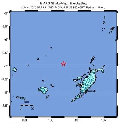 Gempa Guncang Laut Banda dengan Kekuatan M5,9, Tak Berpotensi Tsunami 2 gempa laut banda