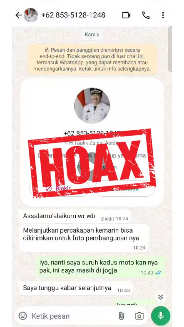 Waspada! Ada Modus Baru Penipuan Mengatasnamakan Wakil Bupati Asahan 2 Modus Baru Penipuan Mengatasnamakan Wakil Bupati Asahan
