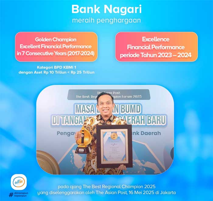 Bank Nagari Raih 2 Penghargaan di The Asian Post The Best Regional Champion 2025 2 Bank Nagari Raih 2 Penghargaan di The Asian Post The Best Regional Champion 2025