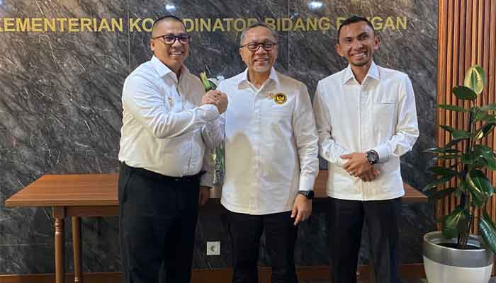 Pemko Padang Panjang Wujudkan Kota Ramah Inovasi, Mandiri Pangan dan Bebas Korupsi 2 Wako Padang Panjang, Hendri Arnis dan Wawako, Allex Saputra, bertemu Menteri Koordinator Bidang Pangan, Zulkifli Hasan
