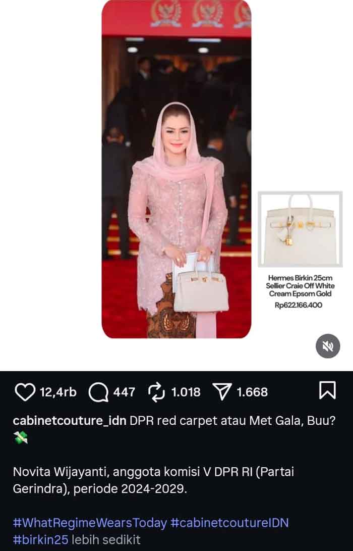 Tas Hermes Rp622 Juta Anggota DPR Gegerkan Publik, Gaya Mewah Novita Wijayanti Viral 2 Novita Wijayanti