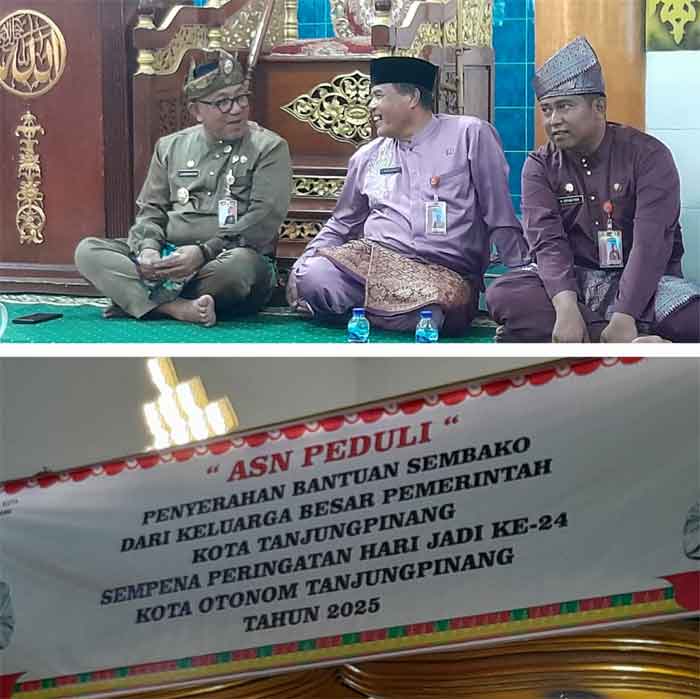 Pemko Tanjungpinang Salurkan Bantuan Sembako di Masjid Raudathul Muslihin, Jalan Sultan Mahmud Gang 45, RW 3 Kelurahan Tanjung Unggat
