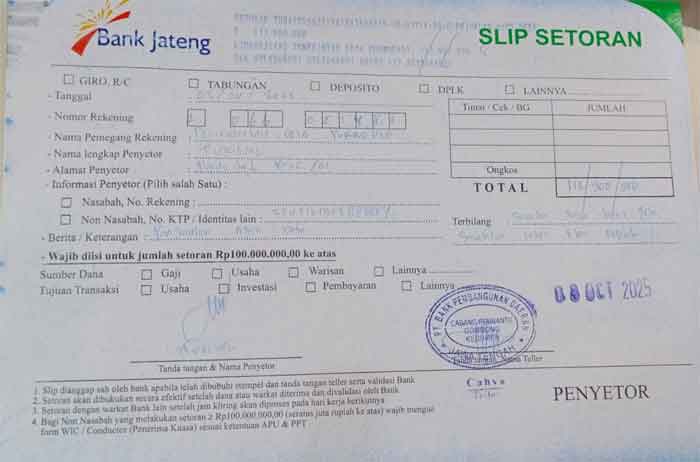 Kades Purwodadi Kebumen Meluruskan Perihal Permasalahan Ketahanan Pangan 2 Bukti transfer ke rekening Desa Purwodadi melalui Bank Jateng