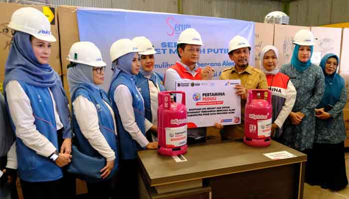 Pertamina dan SERUNI KMP Serahkan Bantuan Sarana Air Bersih dan 1.577 Tabung Bright Gas bagi Warga Terdampak Bencana di Pidie Jaya