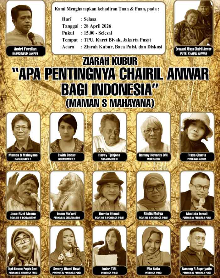 TISI Gelar Ziarah Kubur 'Apa Pentingnya Chairil Anwar Bagi Indonesia' ke TPU Karet Bivak pada 28 April 2026 3 Ziarah Kubur 'Apa Pentingnya Chairil Anwar Bagi Indonesia'